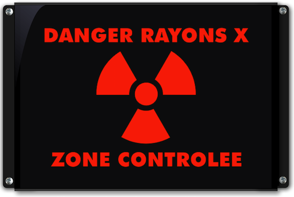 Panneau lumineux DANGER RAYONS X avec pictogramme radiations