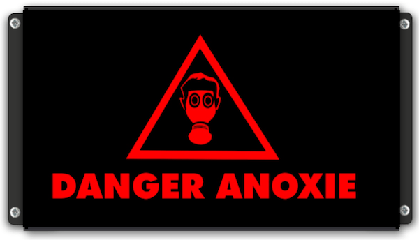 Panneau lumineux DANGER ANOXIE avec pictogramme masque à gaz