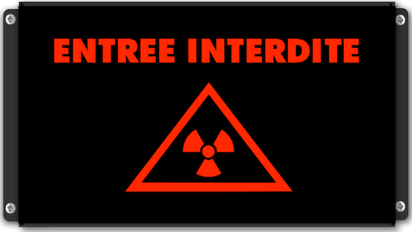 Panneau lumineux ENTRÉE INTERDITE avec pictogramme radiation