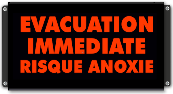Afficheur lumineux ÉVACUATION IMMÉDIATE RISQUE ANOXIE SREI